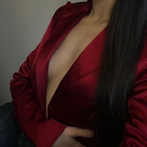 Bebe Rich Red Satin Jacket